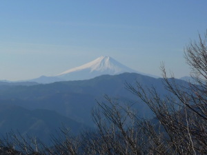 川苔山からの富士山　手前は三頭山