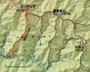 地図　三ツドッケ・蕎麦粒山・川苔山